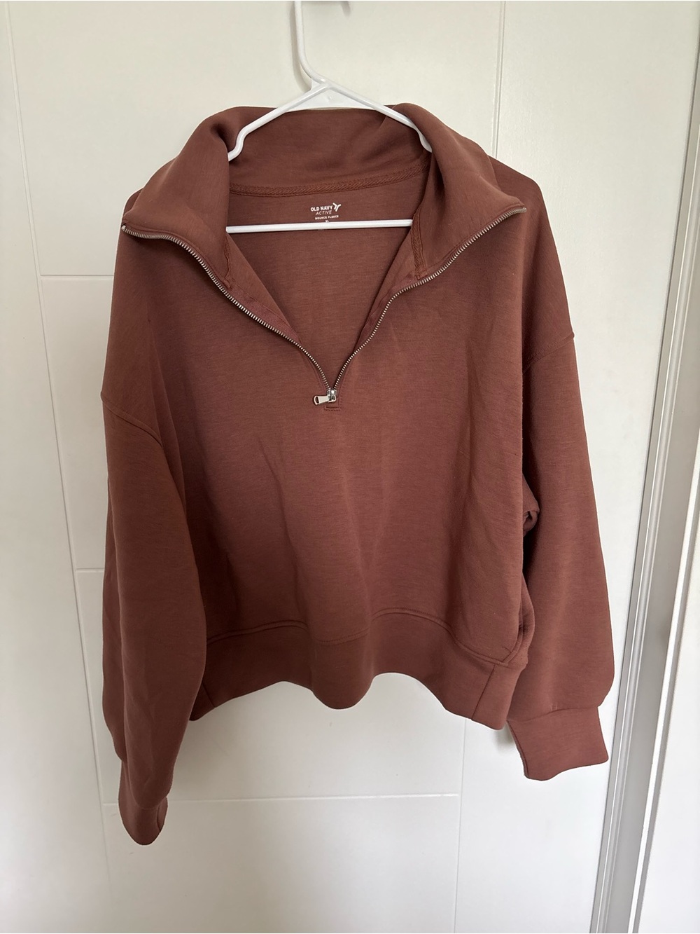 Old Navy Women's Quarter-Zip Sweatshirt in Rust Brown